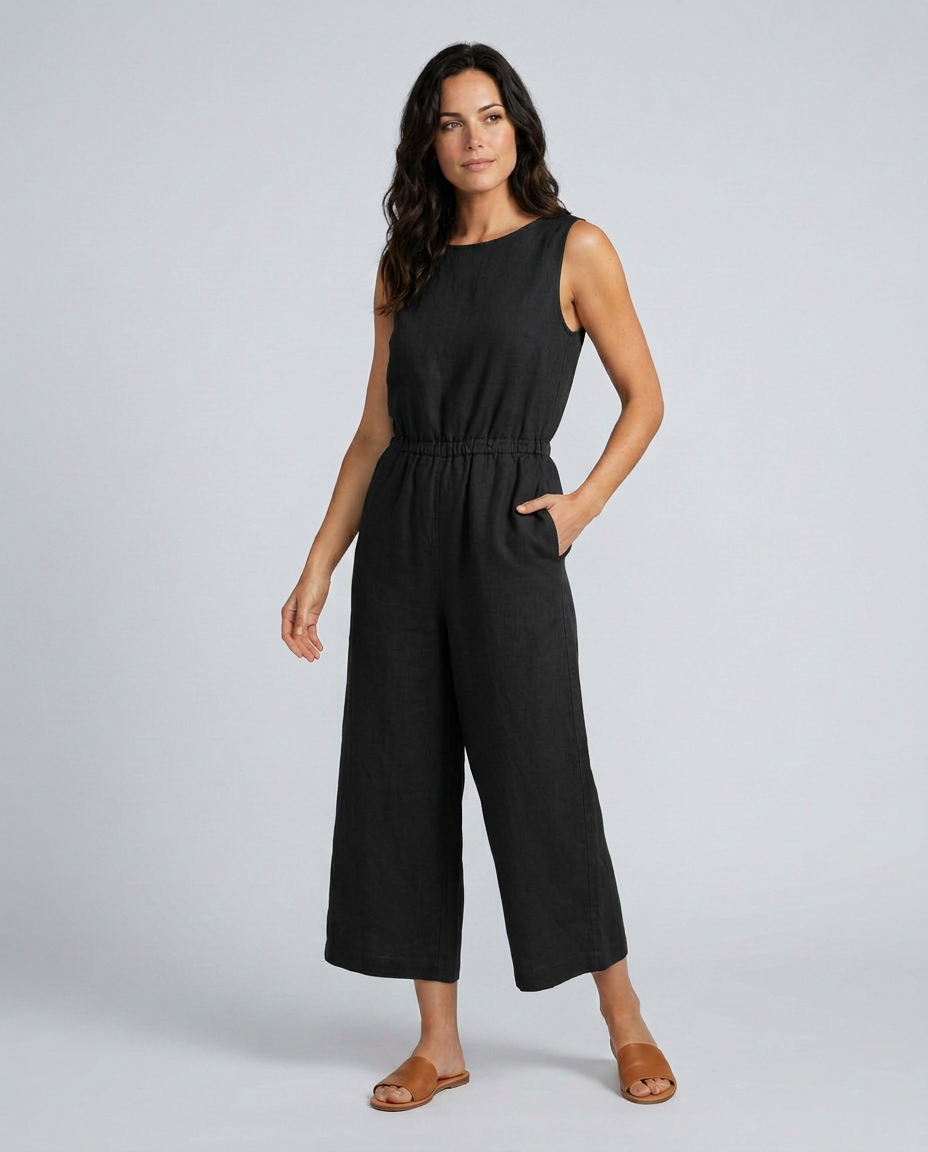 Laura | Linen-Blend Jumpsuit with Wide Legs