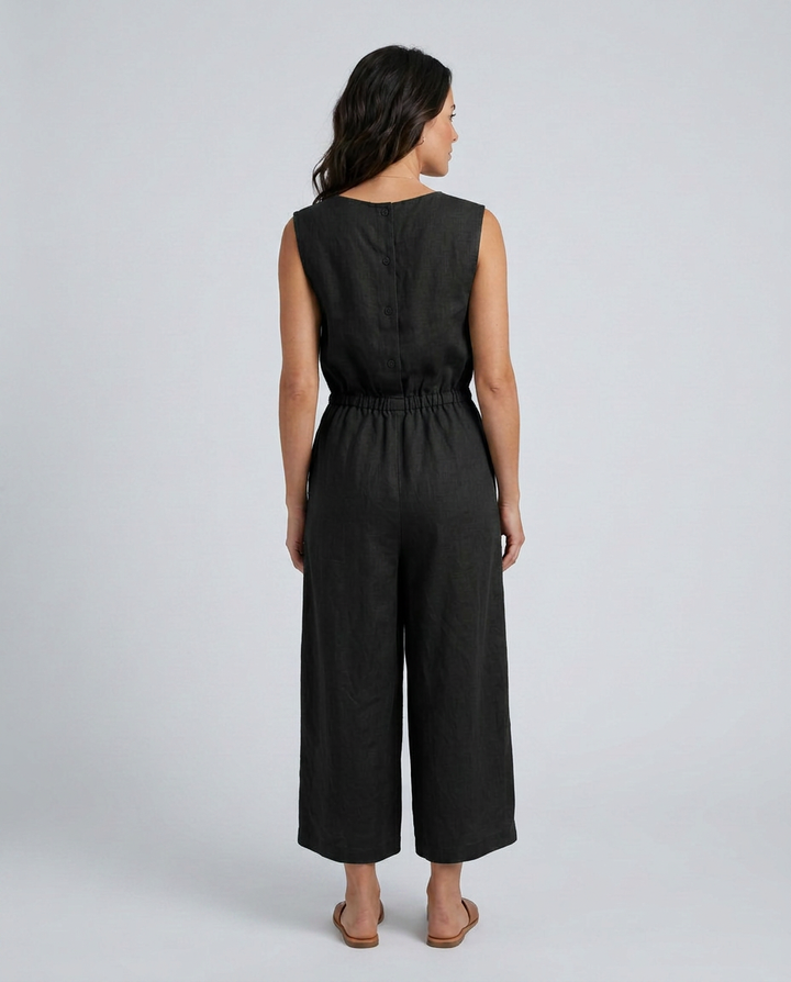 Laura | Linen-Blend Jumpsuit with Wide Legs