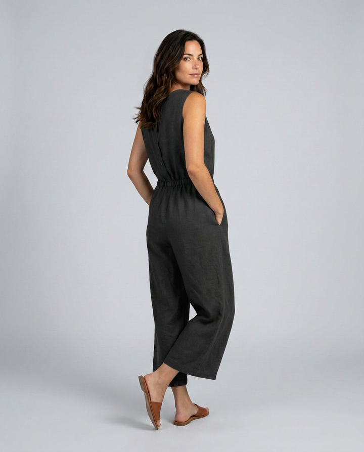 Laura | Linen-Blend Jumpsuit with Wide Legs