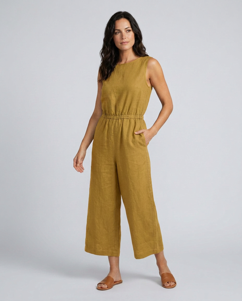 Laura | Linen-Blend Jumpsuit with Wide Legs