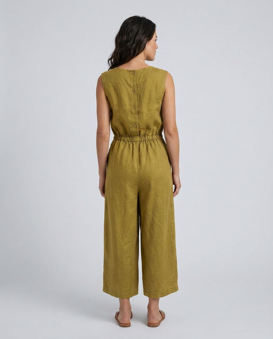 Laura | Linen-Blend Jumpsuit with Wide Legs
