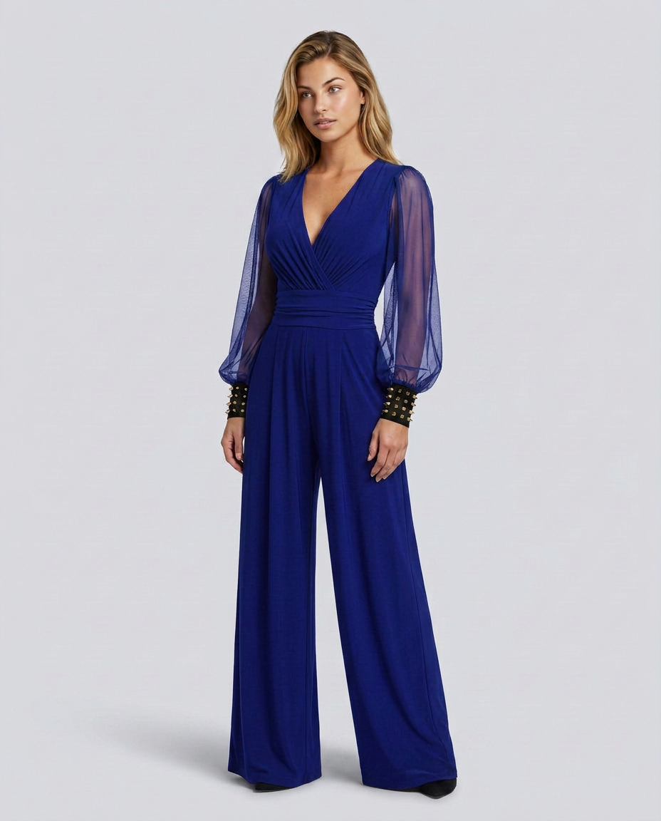 Cecelia | Wide-Leg Jumpsuit with Mesh Sleeves