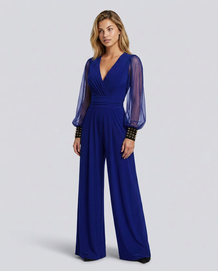 Cecelia | Wide-Leg Jumpsuit with Mesh Sleeves