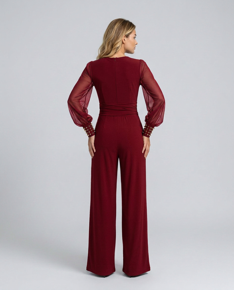 Cecelia | Wide-Leg Jumpsuit with Mesh Sleeves
