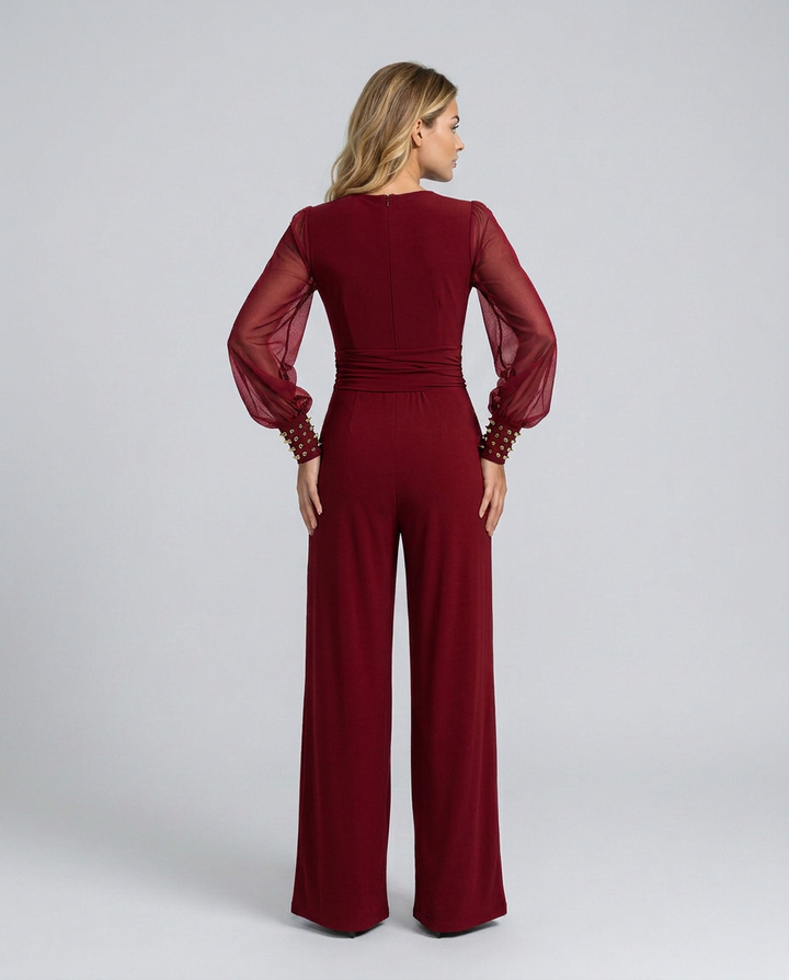 Cecelia | Wide-Leg Jumpsuit with Mesh Sleeves
