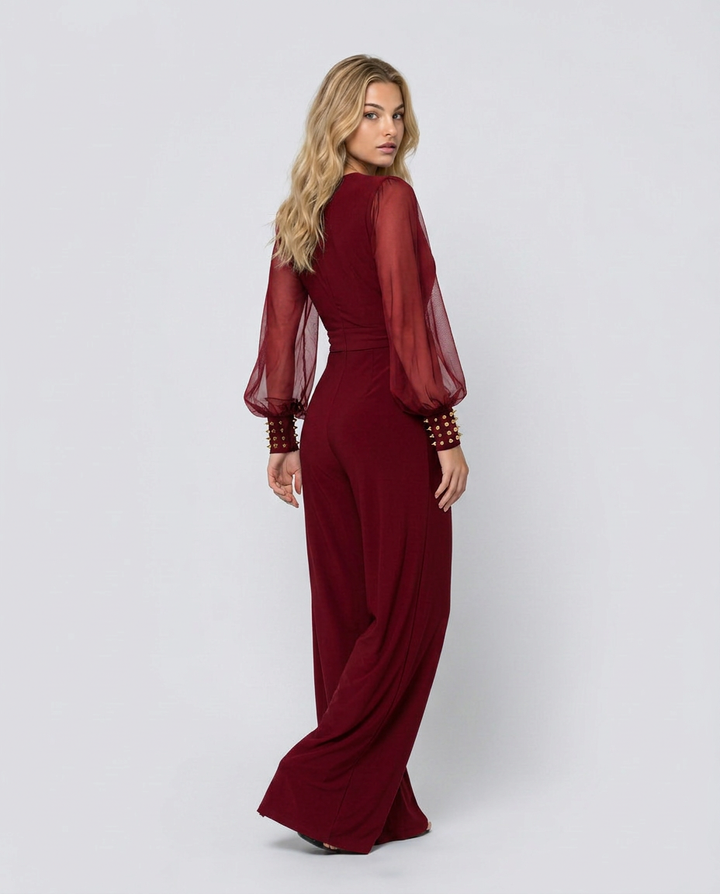 Cecelia | Wide-Leg Jumpsuit with Mesh Sleeves