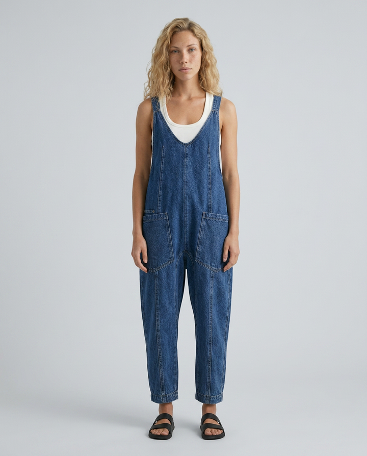 Colleen | Denim Jumpsuit with Patch Pockets