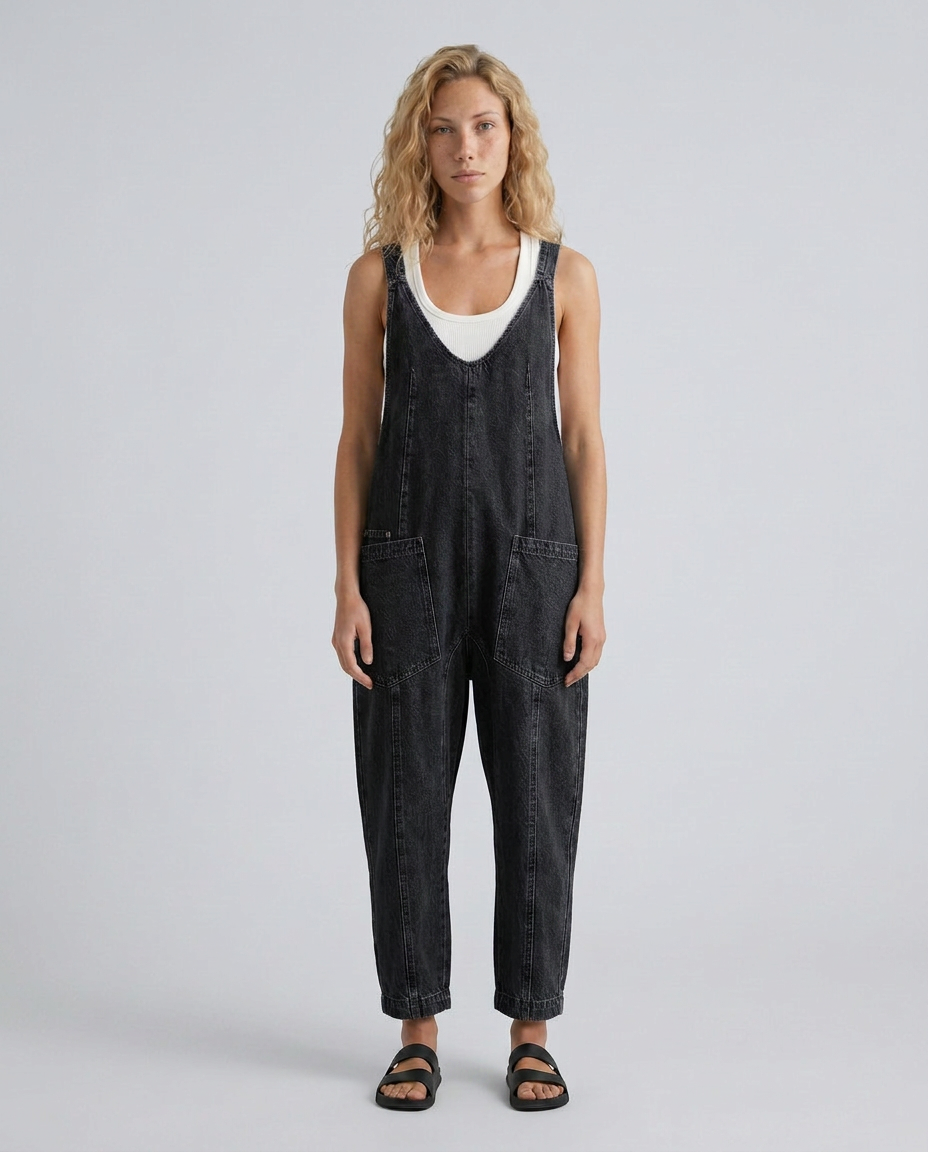 Colleen | Denim Jumpsuit with Patch Pockets