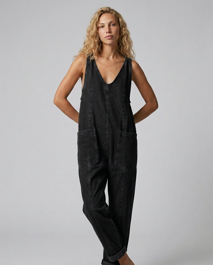 Colleen | Denim Jumpsuit with Patch Pockets