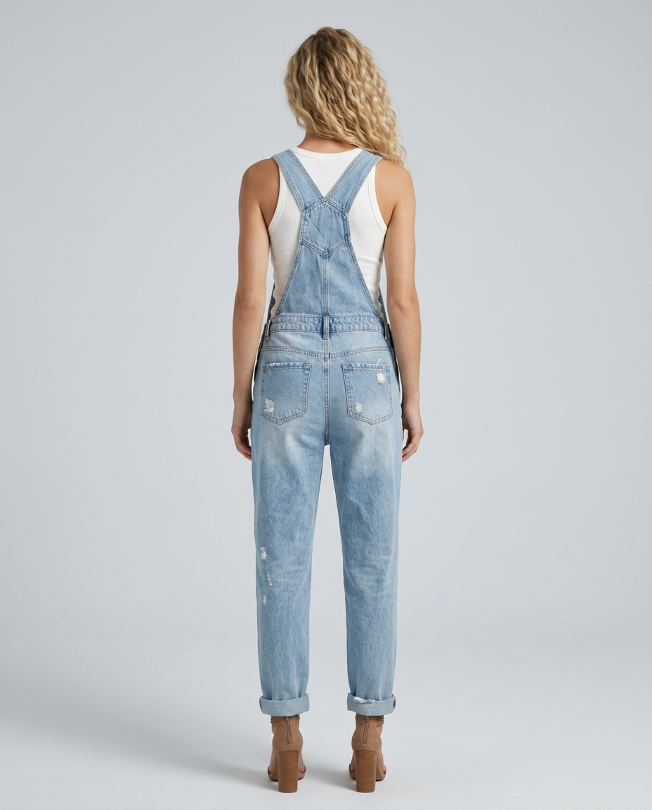 Alyssa | Denim Jumpsuit with Distressed Detail