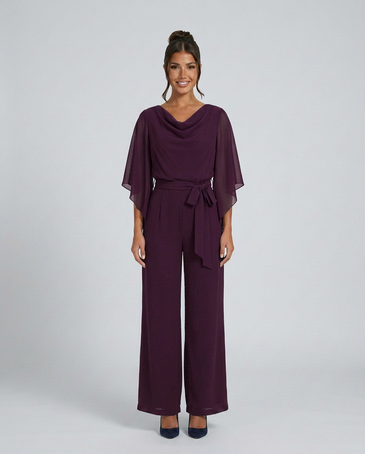 Naomi | Wide-Leg Jumpsuit with Chiffon Sleeves