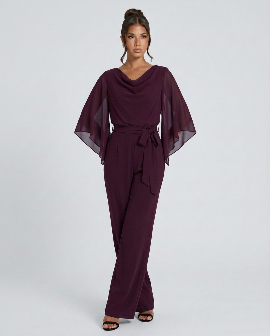 Naomi | Wide-Leg Jumpsuit with Chiffon Sleeves