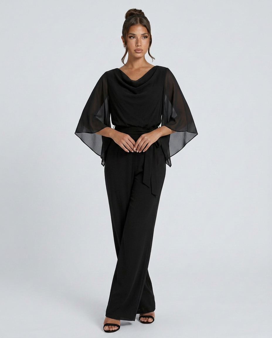Naomi | Wide-Leg Jumpsuit with Chiffon Sleeves