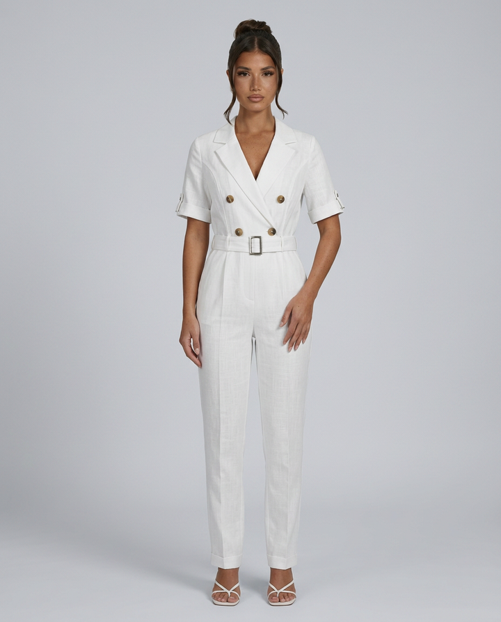 Celina | Tailored Jumpsuit with Belted Waist