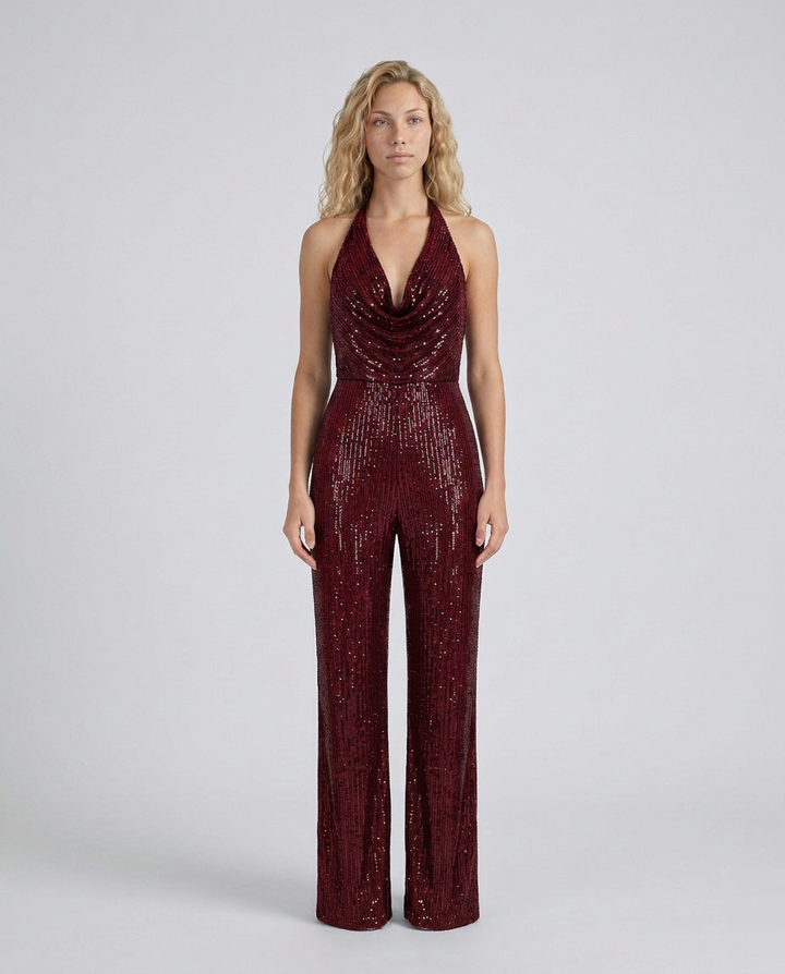 Jaime | Sequin Jumpsuit with Halter Neck