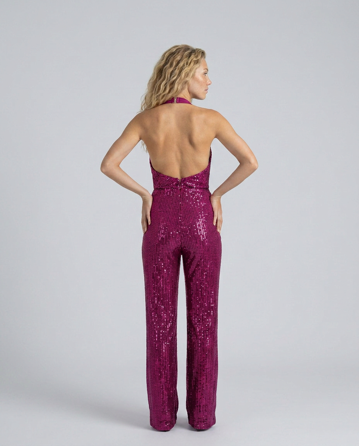 Jaime | Sequin Jumpsuit with Halter Neck