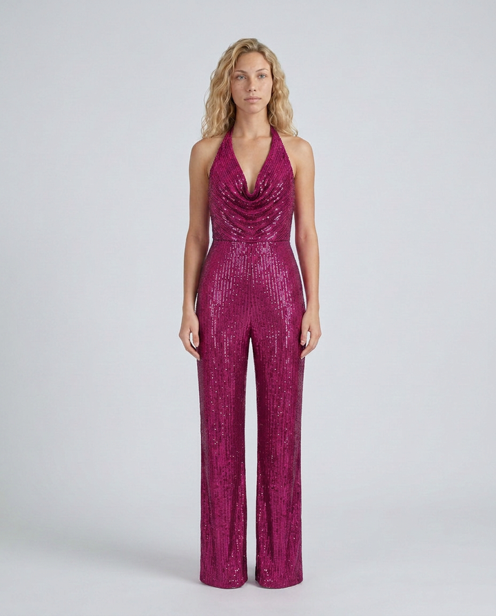 Jaime | Sequin Jumpsuit with Halter Neck