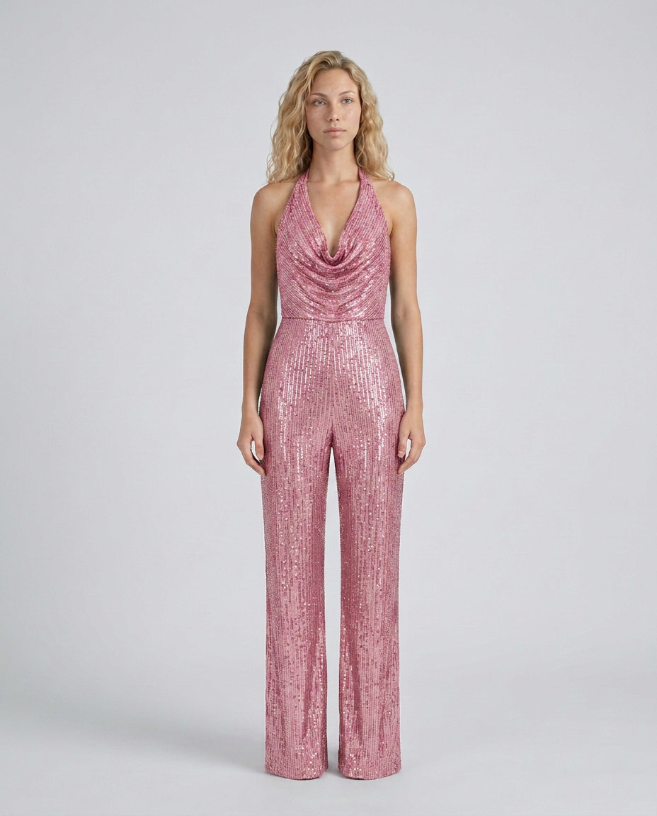 Jaime | Sequin Jumpsuit with Halter Neck