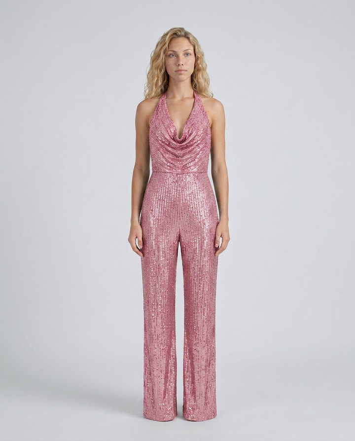 Jaime | Sequin Jumpsuit with Halter Neck
