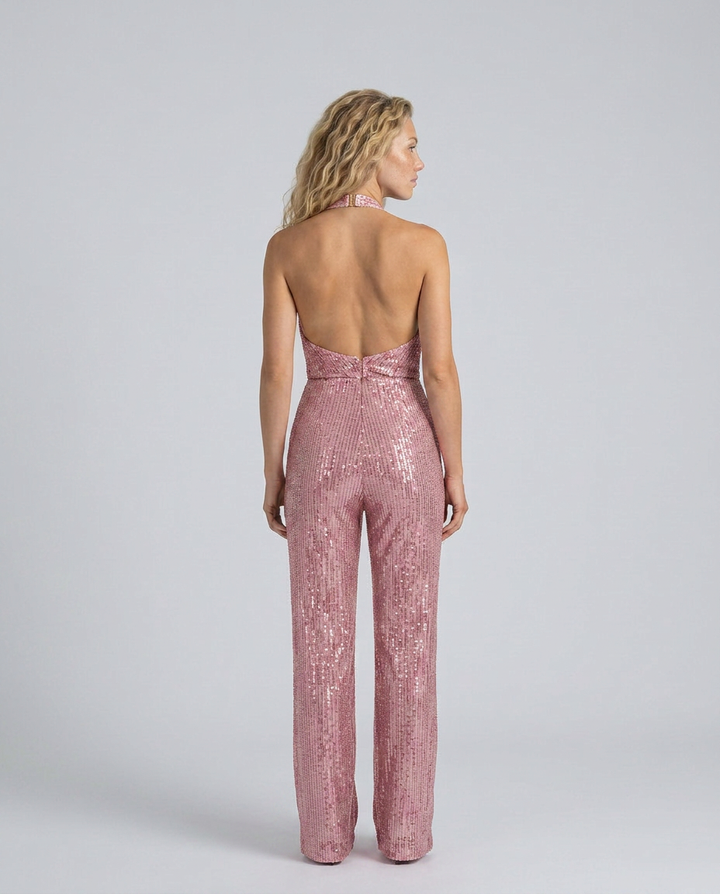 Jaime | Sequin Jumpsuit with Halter Neck