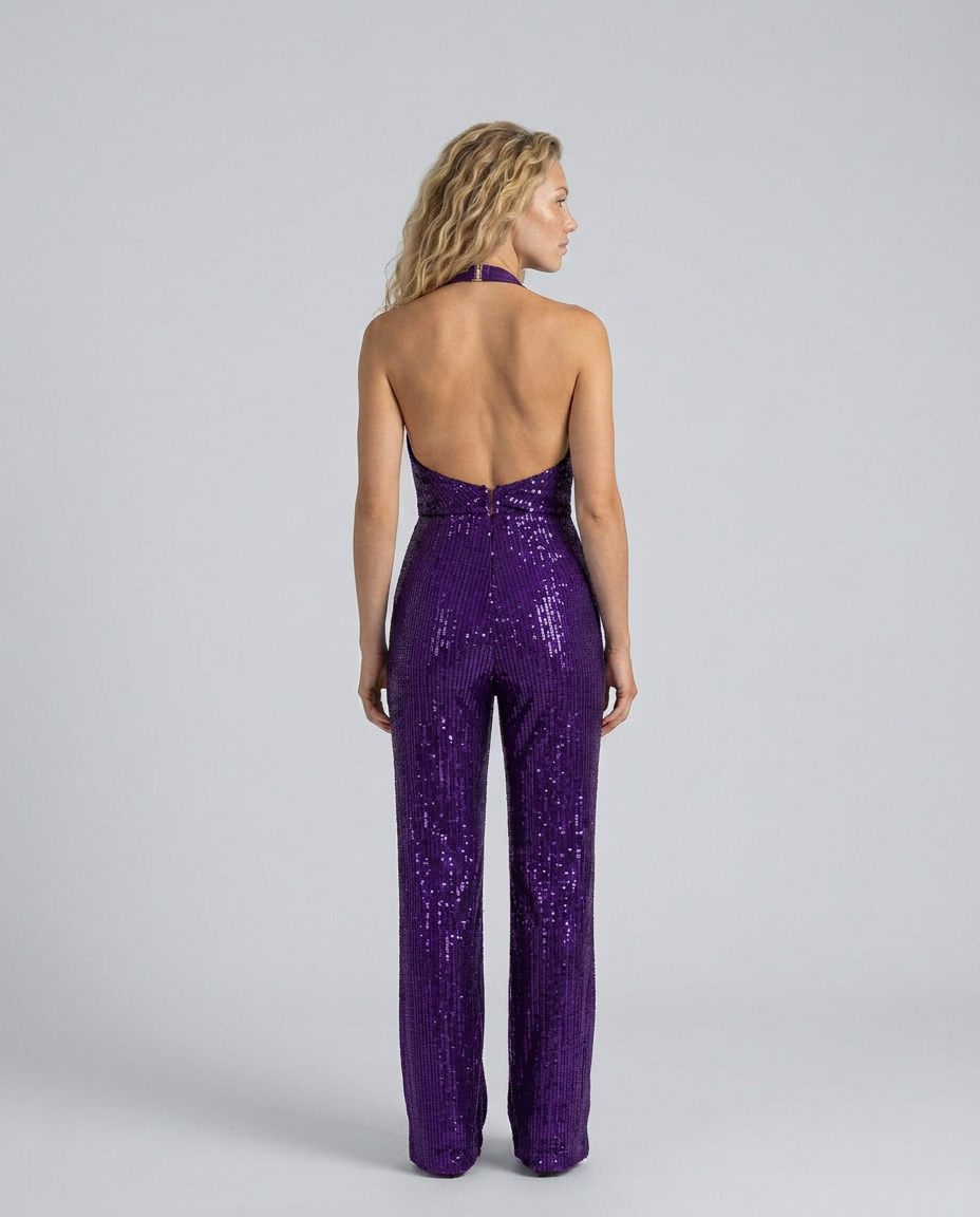 Jaime | Sequin Jumpsuit with Halter Neck