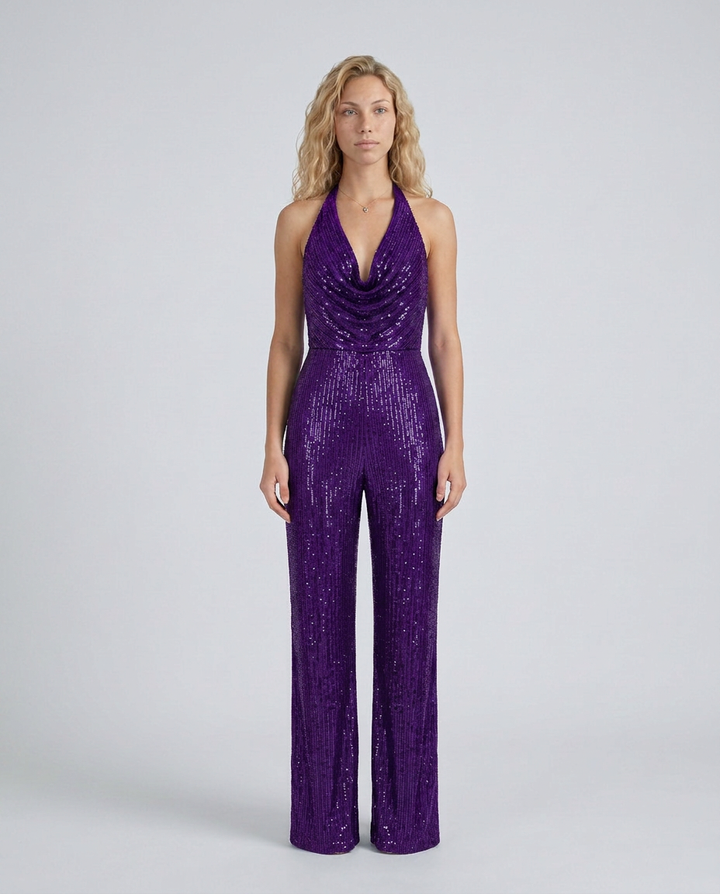 Jaime | Sequin Jumpsuit with Halter Neck