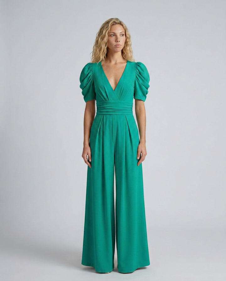 Melody | Wide-Leg Jumpsuit with Puff Sleeves