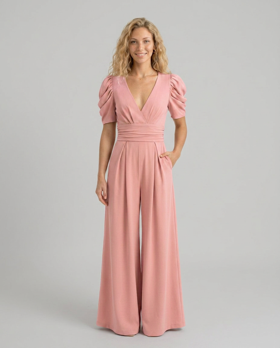 Melody | Wide-Leg Jumpsuit with Puff Sleeves
