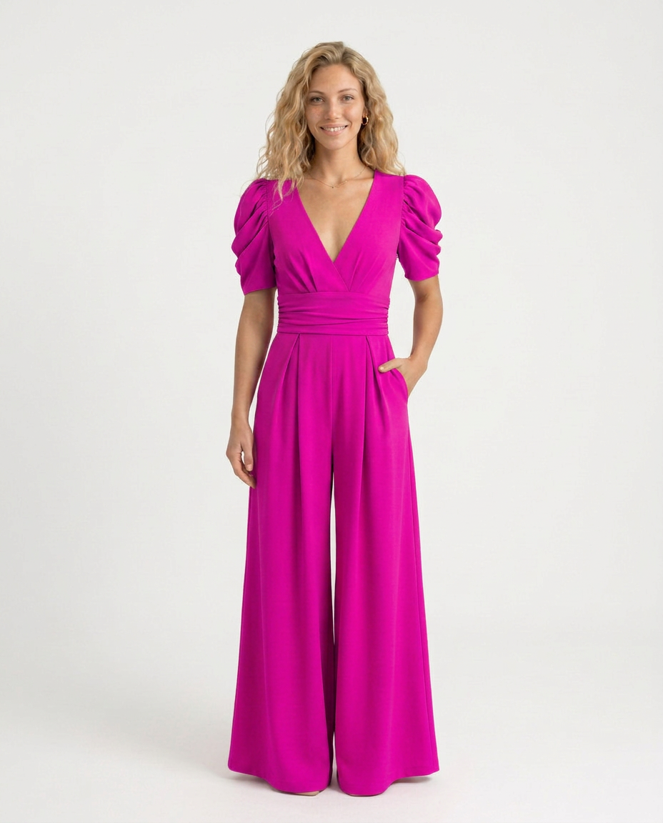 Melody | Wide-Leg Jumpsuit with Puff Sleeves