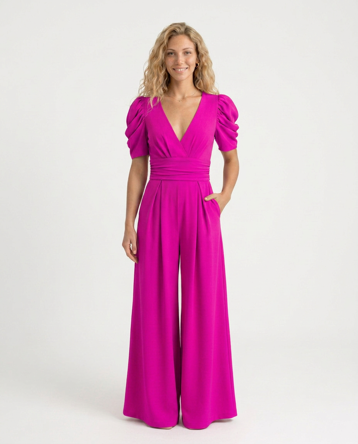 Melody | Wide-Leg Jumpsuit with Puff Sleeves