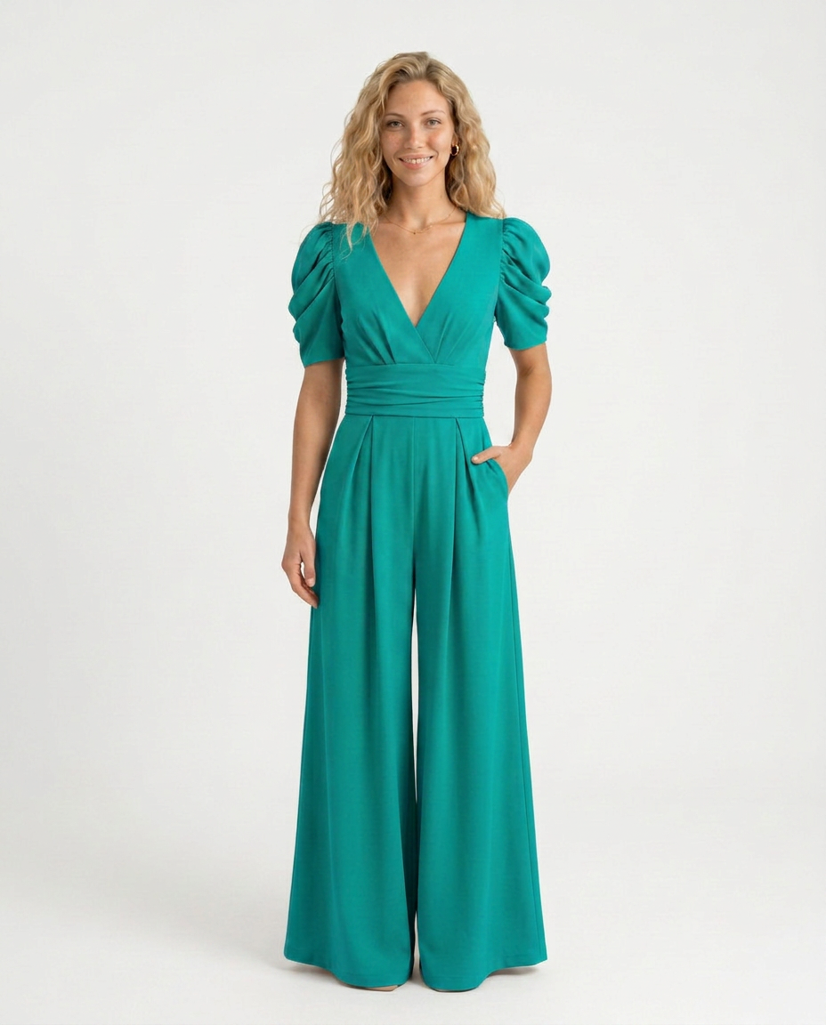 Melody | Wide-Leg Jumpsuit with Puff Sleeves