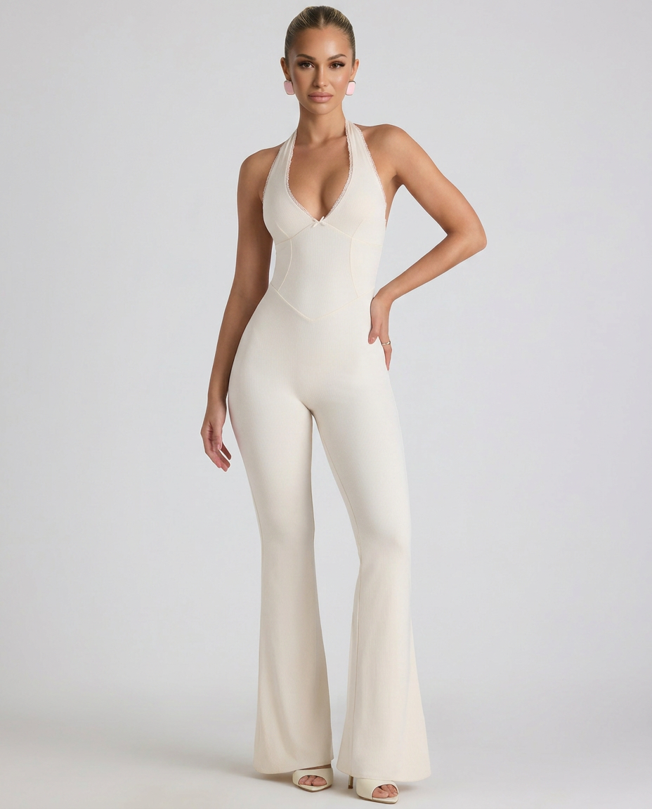 Stella | Halter Neck Jumpsuit with Open Back