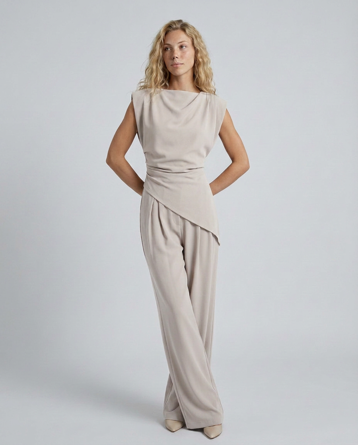 Lidia | Wide-Leg Jumpsuit with Draped Bodice