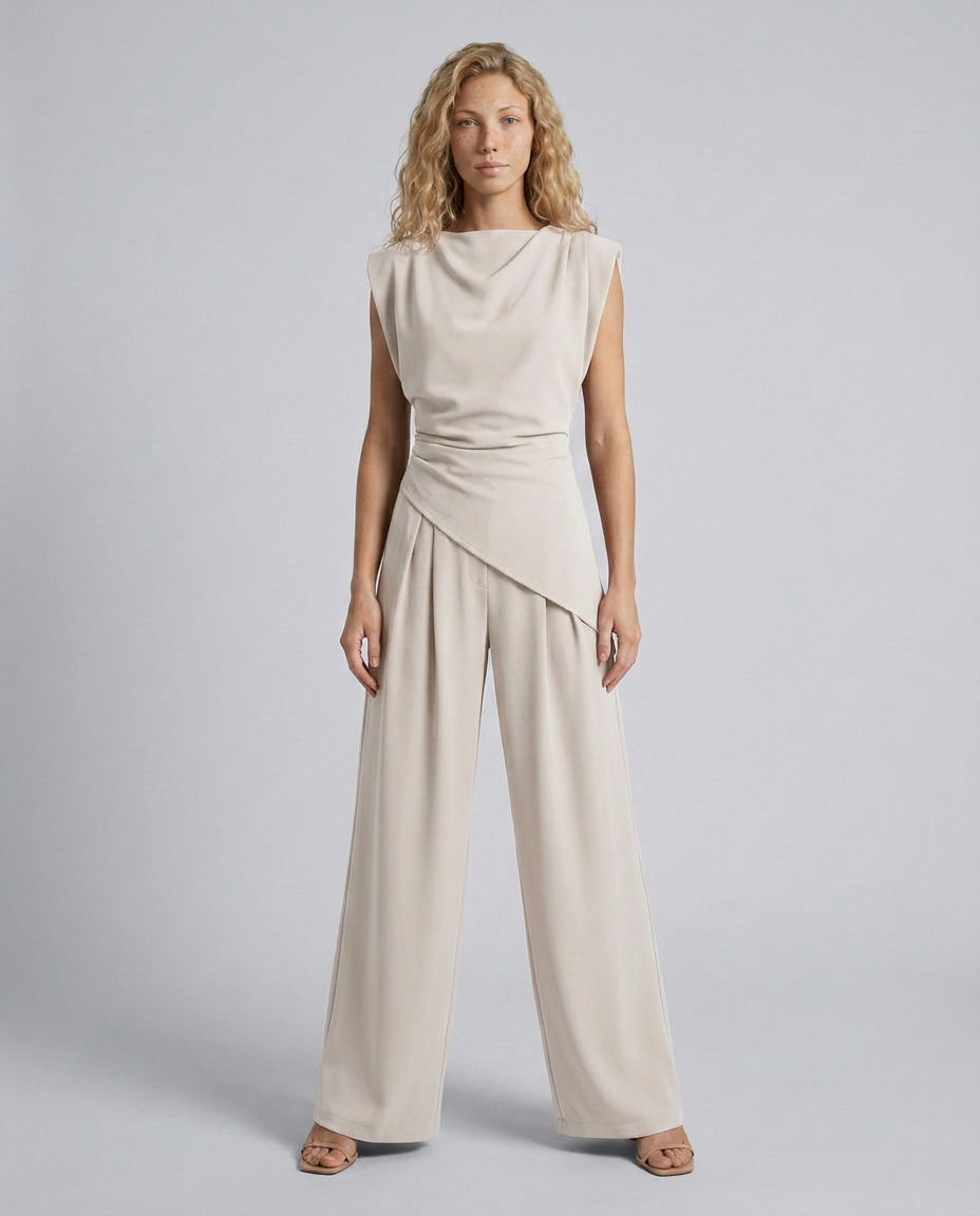 Lidia | Wide-Leg Jumpsuit with Draped Bodice