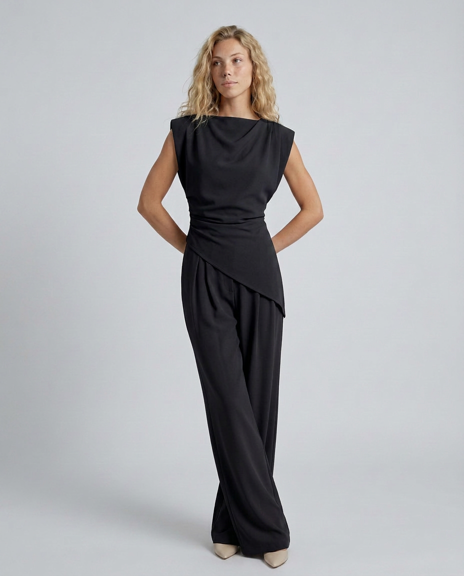 Lidia | Wide-Leg Jumpsuit with Draped Bodice