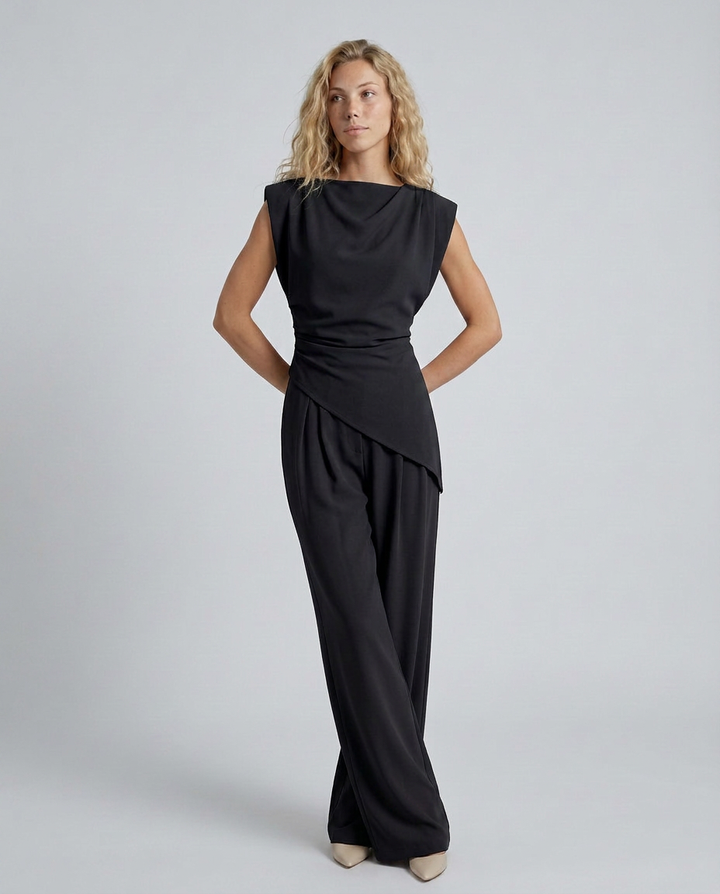Lidia | Wide-Leg Jumpsuit with Draped Bodice
