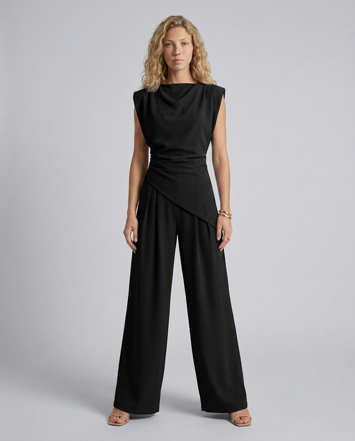 Lidia | Wide-Leg Jumpsuit with Draped Bodice
