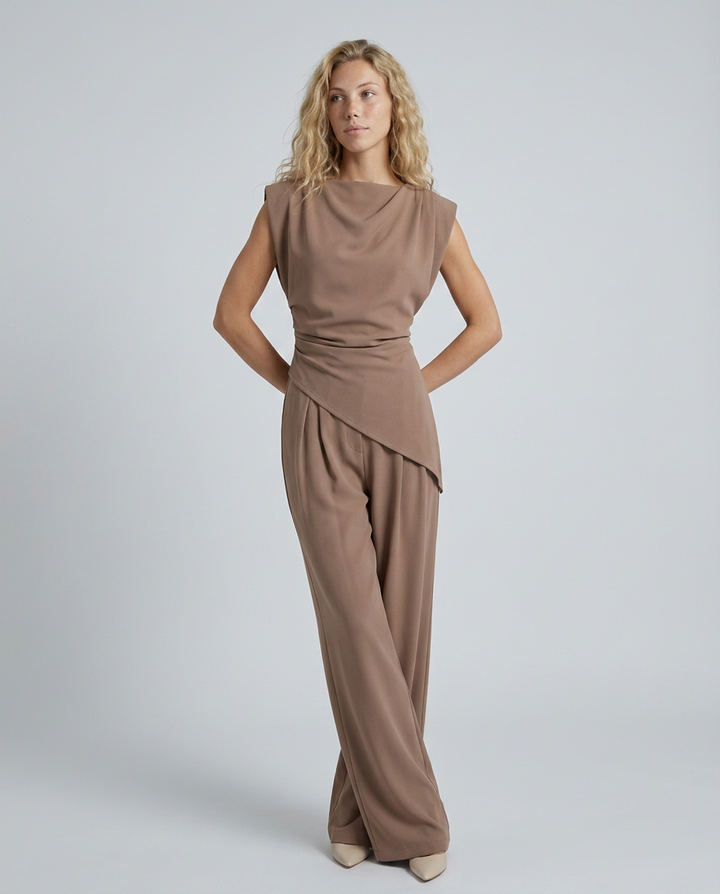 Lidia | Wide-Leg Jumpsuit with Draped Bodice