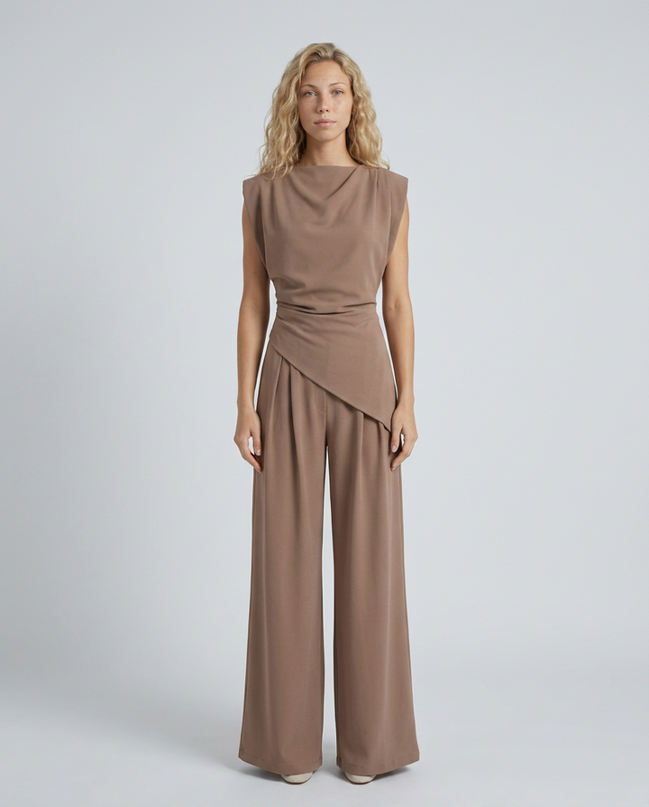 Lidia | Wide-Leg Jumpsuit with Draped Bodice