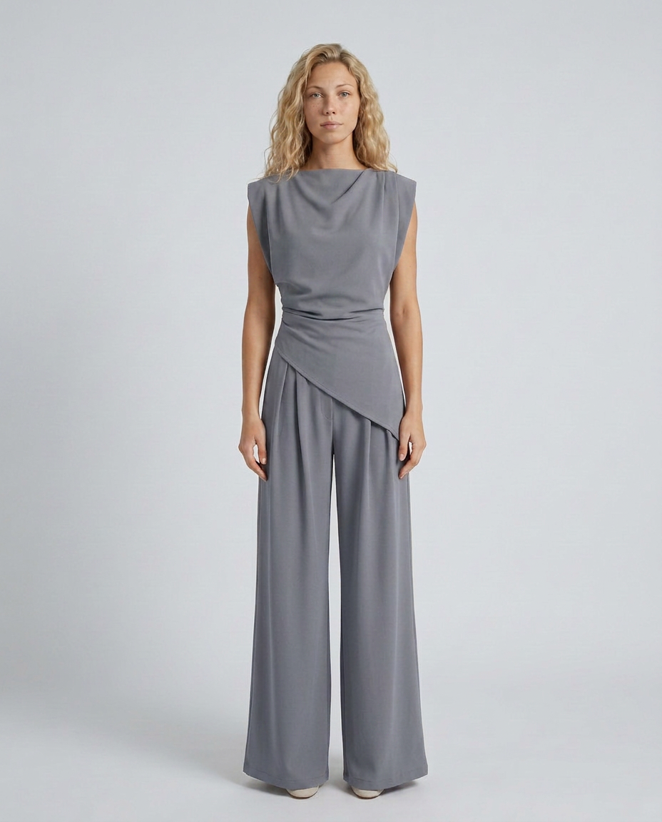 Lidia | Wide-Leg Jumpsuit with Draped Bodice
