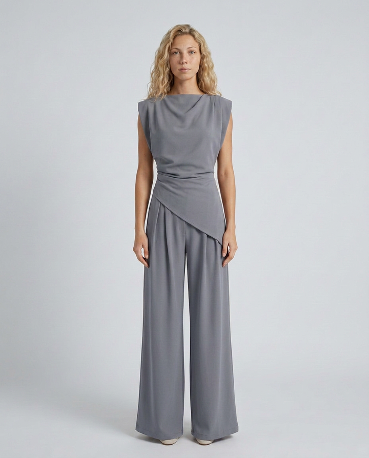 Lidia | Wide-Leg Jumpsuit with Draped Bodice