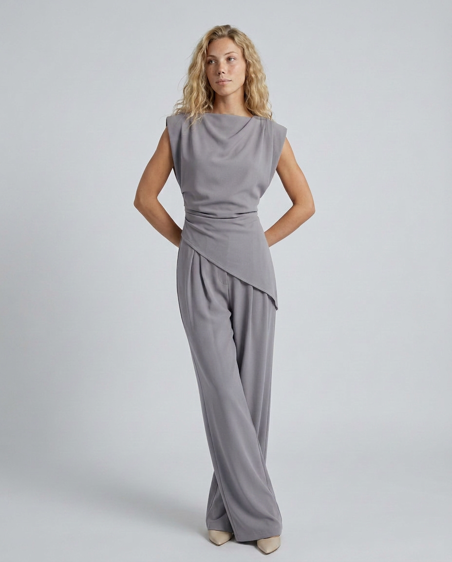 Lidia | Wide-Leg Jumpsuit with Draped Bodice