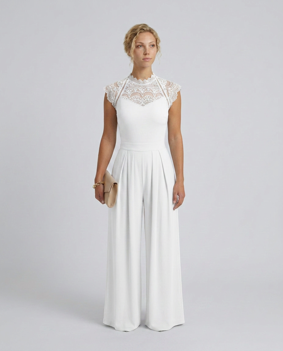 Nell | Wide-Leg Jumpsuit with Lace Bodice