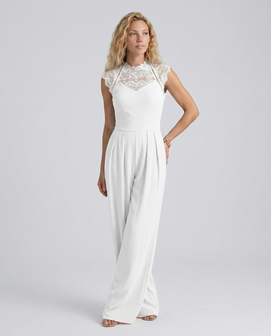 Nell | Wide-Leg Jumpsuit with Lace Bodice