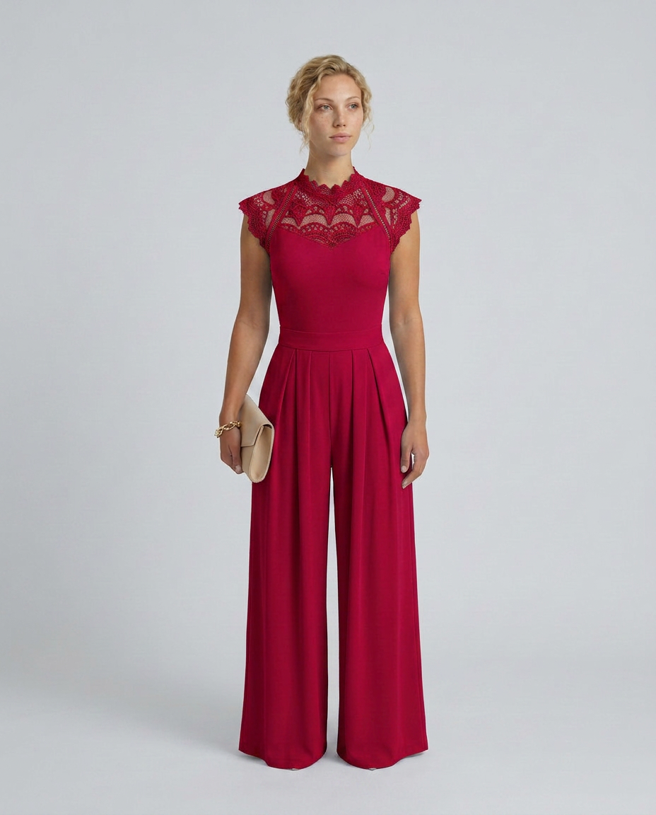 Nell | Wide-Leg Jumpsuit with Lace Bodice