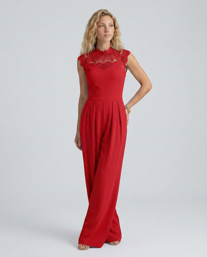 Nell | Wide-Leg Jumpsuit with Lace Bodice