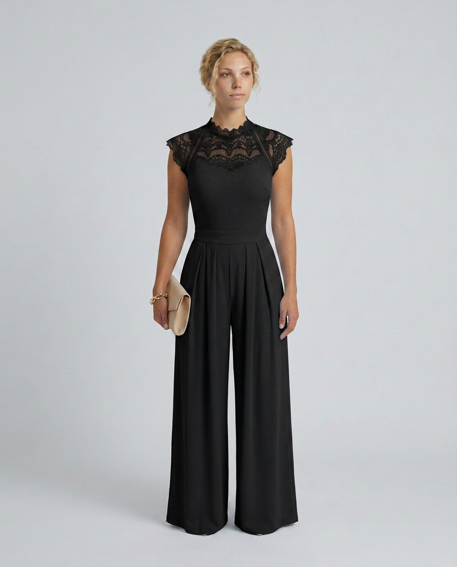 Nell | Wide-Leg Jumpsuit with Lace Bodice