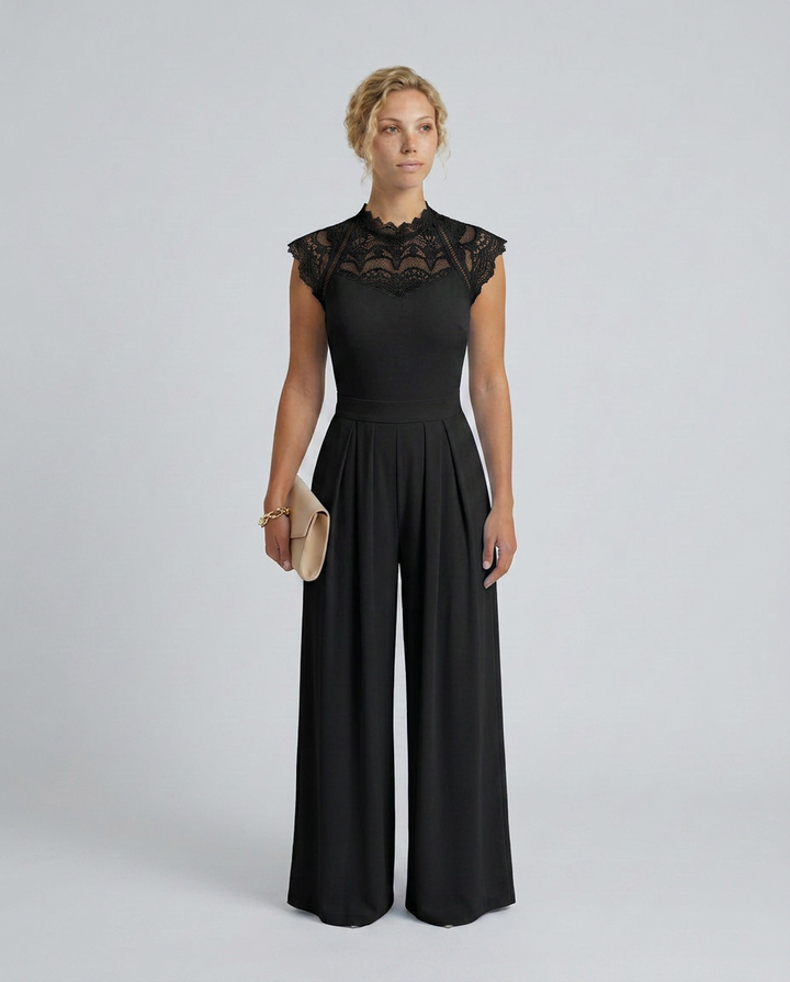 Nell | Wide-Leg Jumpsuit with Lace Bodice