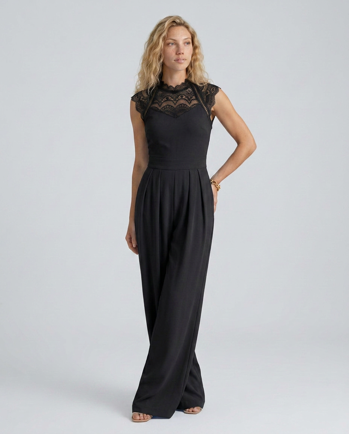 Nell | Wide-Leg Jumpsuit with Lace Bodice