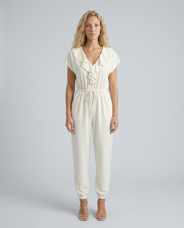 Maura | Jumpsuit with Ruffle V-Neck and Drawstring Waist